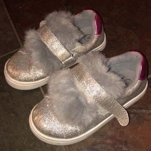 Toddler size 8 glitter/fur sneakers!